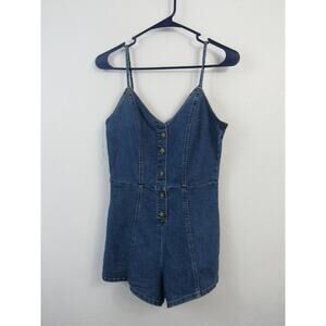 Divided Size 4 Denim Romper Button Front V Neck Sleeveless Tank Jumper
